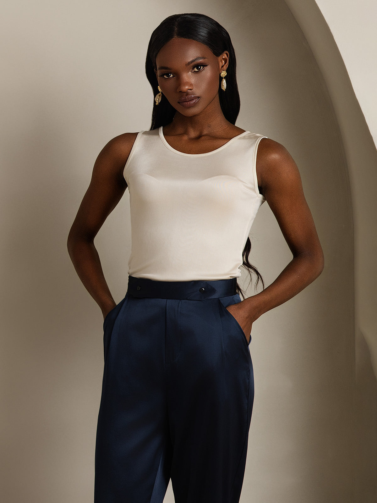 Pure Silk Lounge Sleeveless Tank Top