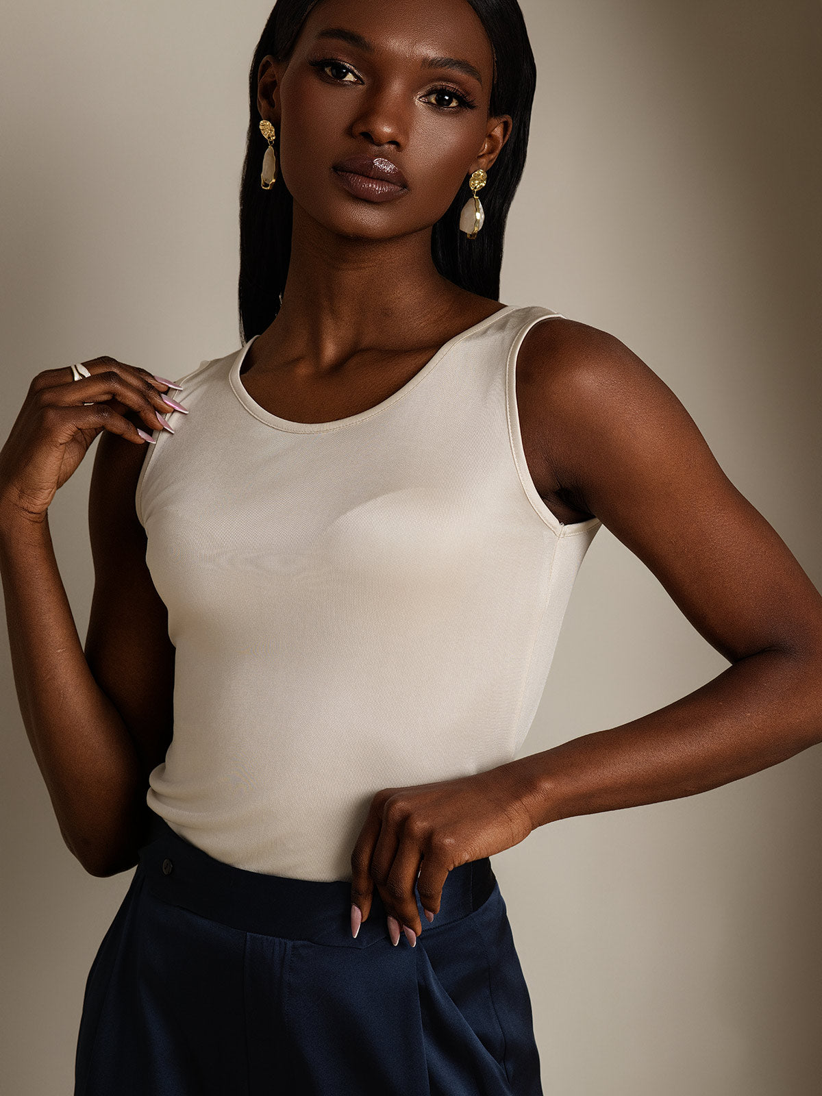 Pure Silk Lounge Sleeveless Tank Top