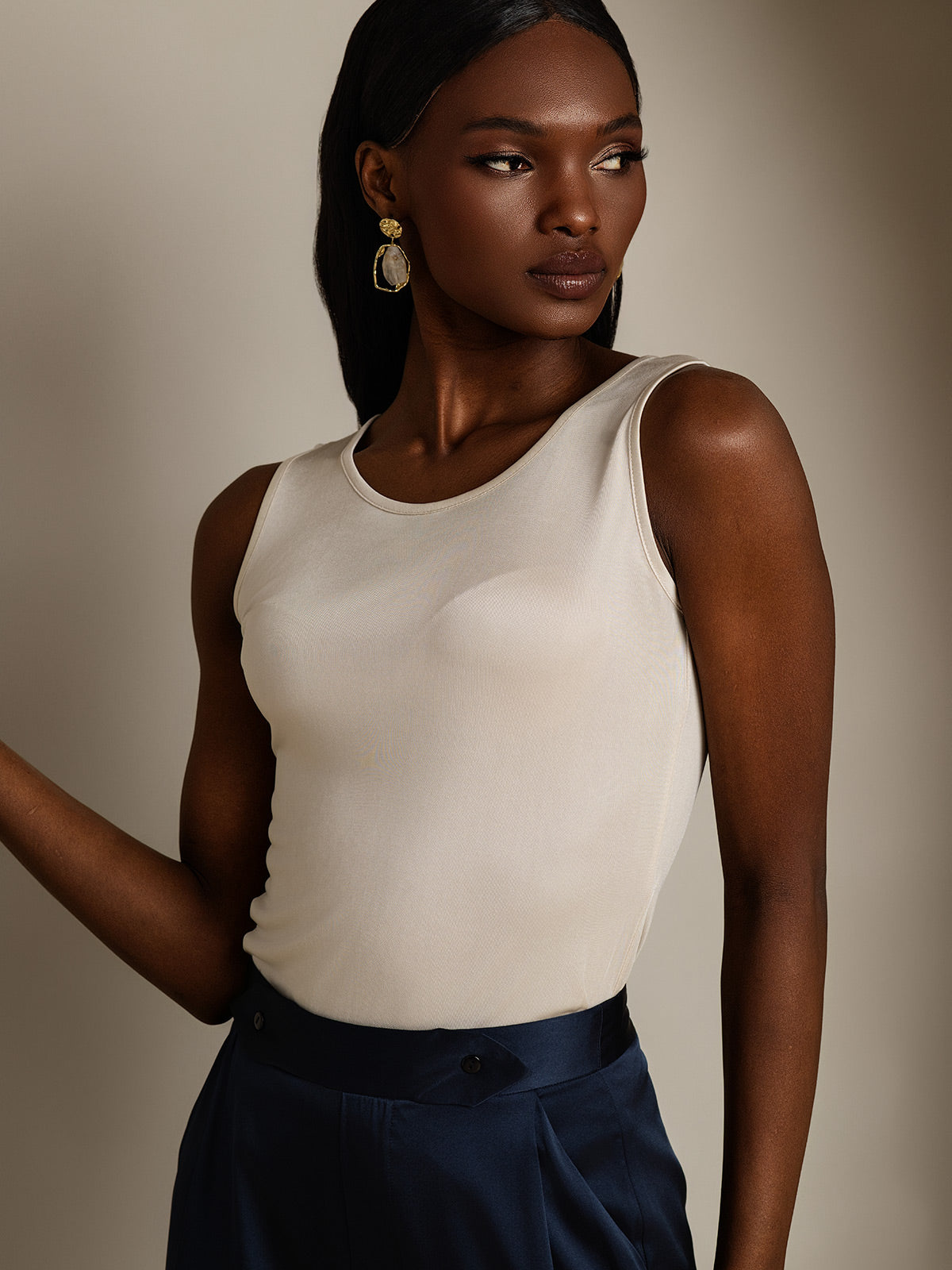 Pure Silk Lounge Sleeveless Tank Top