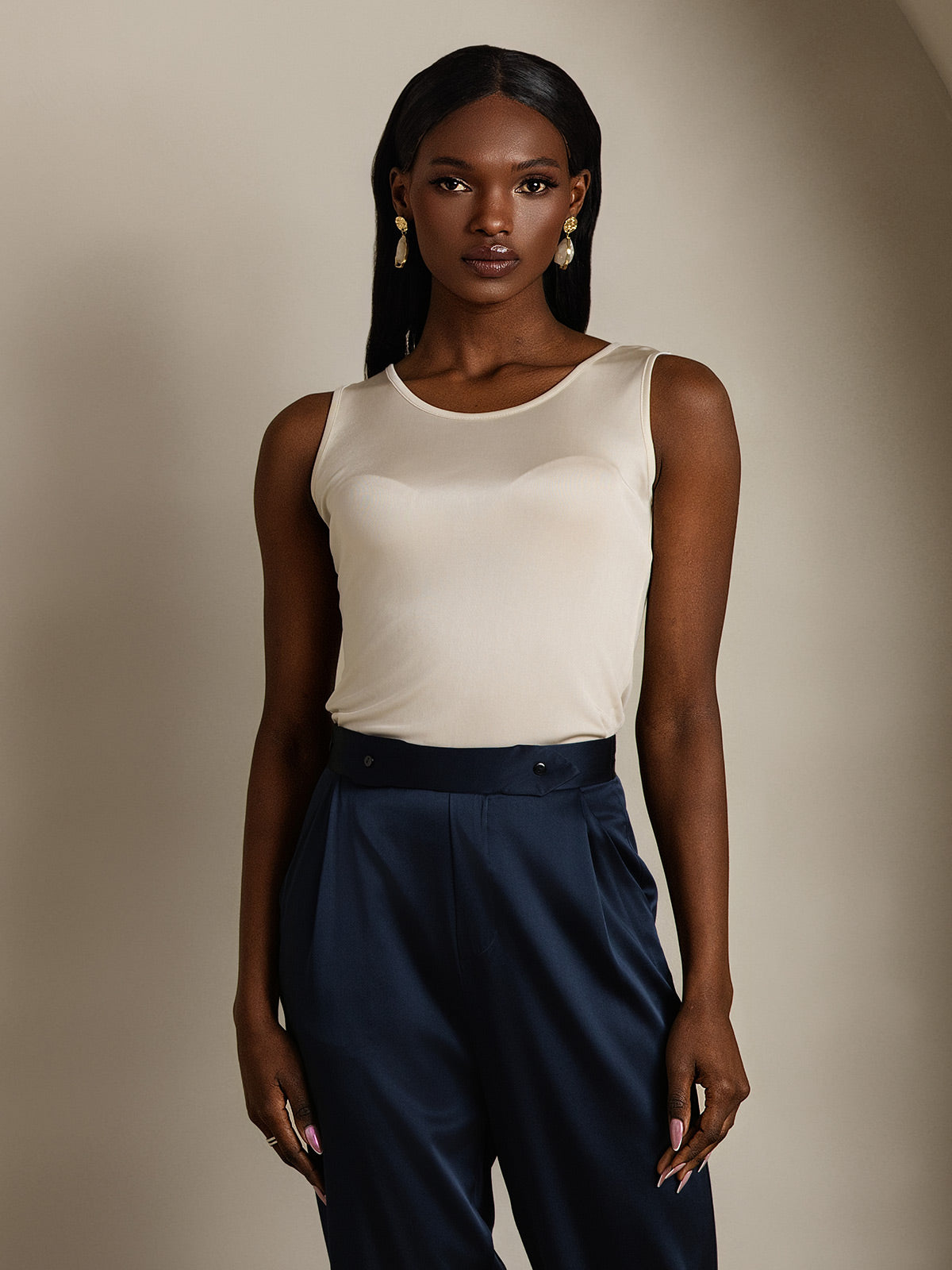 Pure Silk Lounge Sleeveless Tank Top