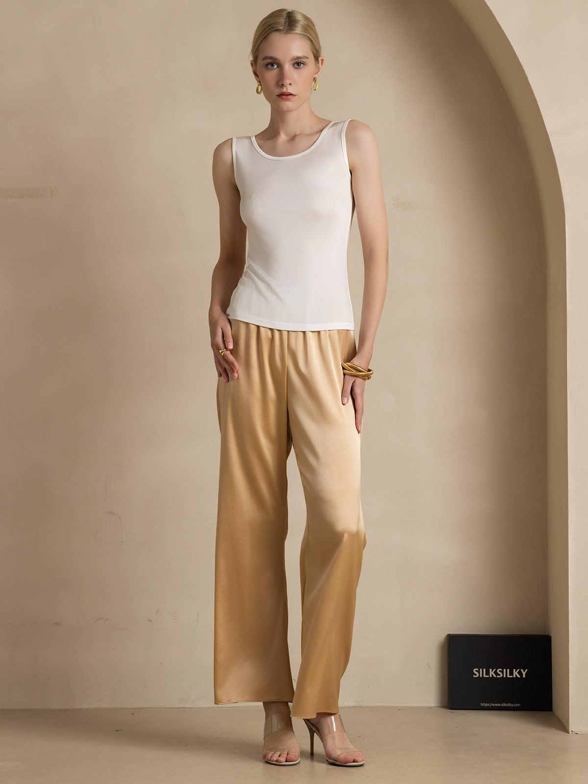 Pure Silk Lounge Sleeveless Tank Top