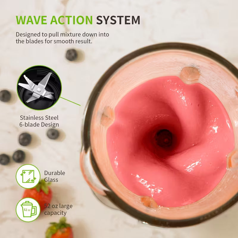 SHARDOR 1200W Blender, Smoothie Juicer And Mike Shake, 52 Oz Countertop Blender & 22 Oz Personal Blender Combo, 3 Adjustable Speed For Frozen Fruit Drinks, Smoothies, Sauces, Gifts For Friends And Family, Large Capacity