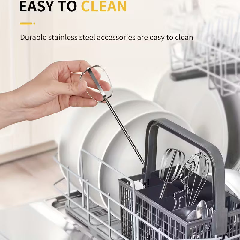 Hand Mixer, Handheld Mixer With Storage Case 5-Speed Plus Turbo Hand Mixer Electric With 5 Stainless Steel Attachments(2 Beaters, 2 Dough Hooks And 1 Whisk), Silver.