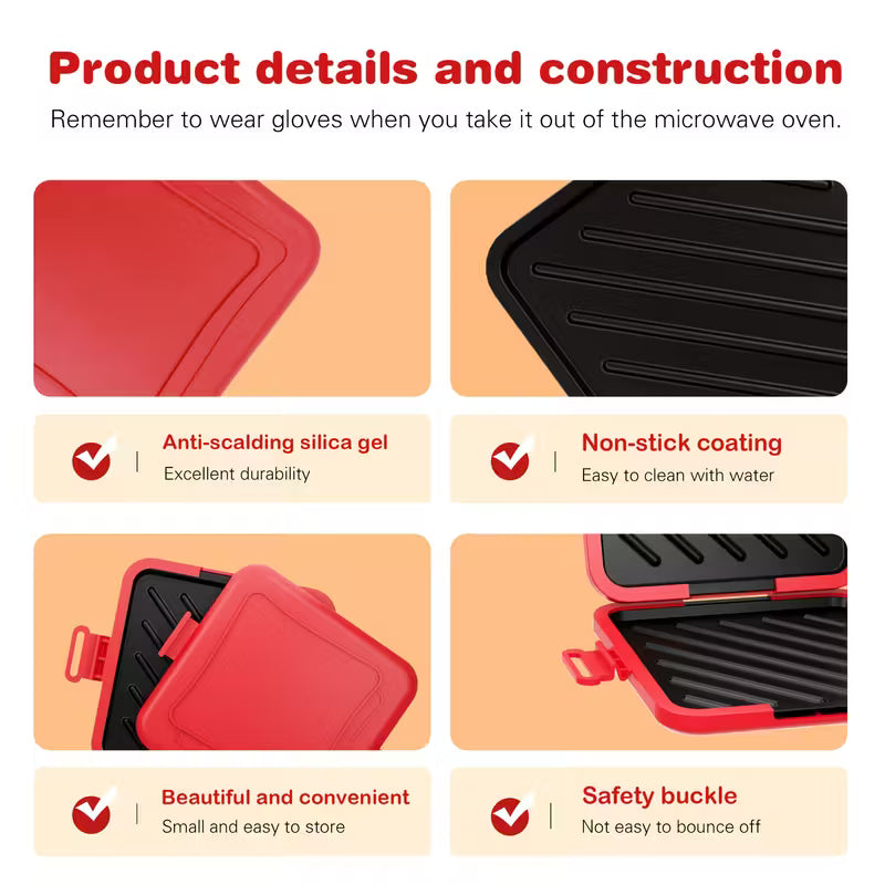 Microwave Sandwich Maker, Bread Baking Tray, No Oven Required, Can Bake Crispy Bread, Universal Microwave Food Grade Non-Stick Baking Tray, Can Also Be Used to Bake Ribs, Chicken Wings, Steaks, Sausages, Fish Steaks, Etc.