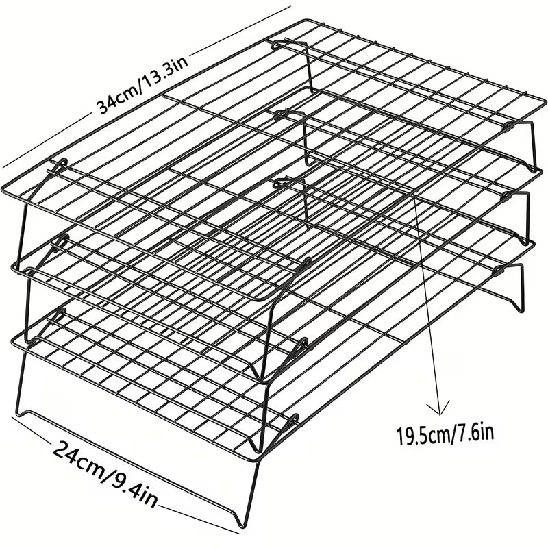 3-Tier Foldable Cooling Rack, Cake Tool, Baking Accessory, Cookie and Cake Drying Stand