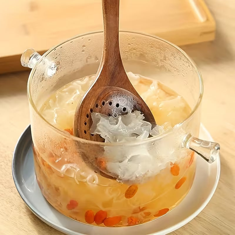 AIUHI 5pcs Wooden Cooking Spoons Wooden Utensil Kitchen Spoon Set Wood Turner Set Wooden Soup Scoops Suite