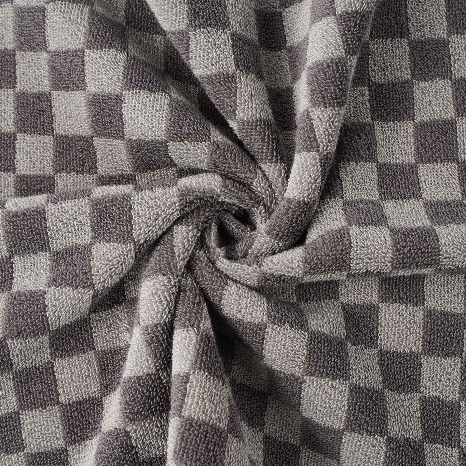 3 Piece Checkered Hand Towels for Bathroom in Pink Gray Green, Soft Absorbent Cotton Face Towels Bath Towels with Buffalo Checkered Pattern,Towel Set for Kitchen, 13"×30"