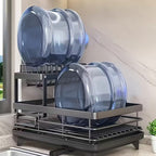 Double-layer Carbon Steel Large Dish Rack with Cutlery, Cup Holder And Drain Board, Space-saving And Durable And Rust-resistant, Suitable for Large Family Gatherings Such As Christmas, Halloween And Black Friday, The First Choice for Gifts