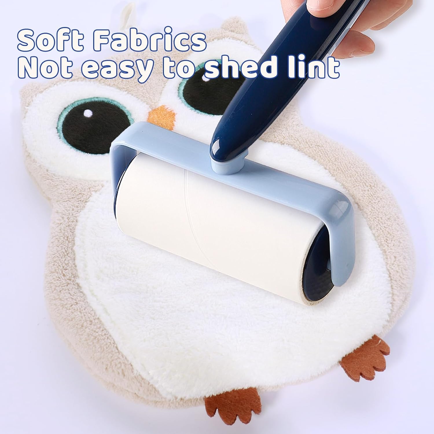 Coral Fleece Wall-Mounted Hand Towels, Super Absorbent & Quick-Dry Hanging Kitchen Bath Towels with Hanging Loop, Soft Durable Cute Owl & Koala Designs for Bathroom, Kitchen, Home Decor (Beige owl)