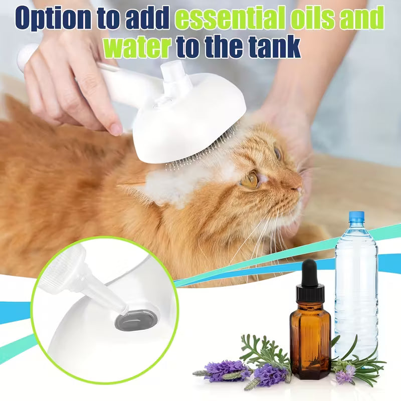 1pc Pet Spray Deshedding Brush, 3-in-1 Steam Pet Brush, One-Click Deshedding Self-Cleaning Cat and Dog Brush, Anti-Static Flying Hair Pet Grooming Brush, Stainless Steel Needle Brush, USB Charging, Suitable for Long and Short Hair Cats and Dogs