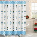 4 Pcs Blue and White Christmas Nutcracker Shower Curtain Set Waterproof Chinoiserie Nutcracker Bathroom Curtain, Non Slip Rug Toilet Lid Cover Bath Mat 12 Hooks for Xmas Holiday Bathroom Decor 72x72''