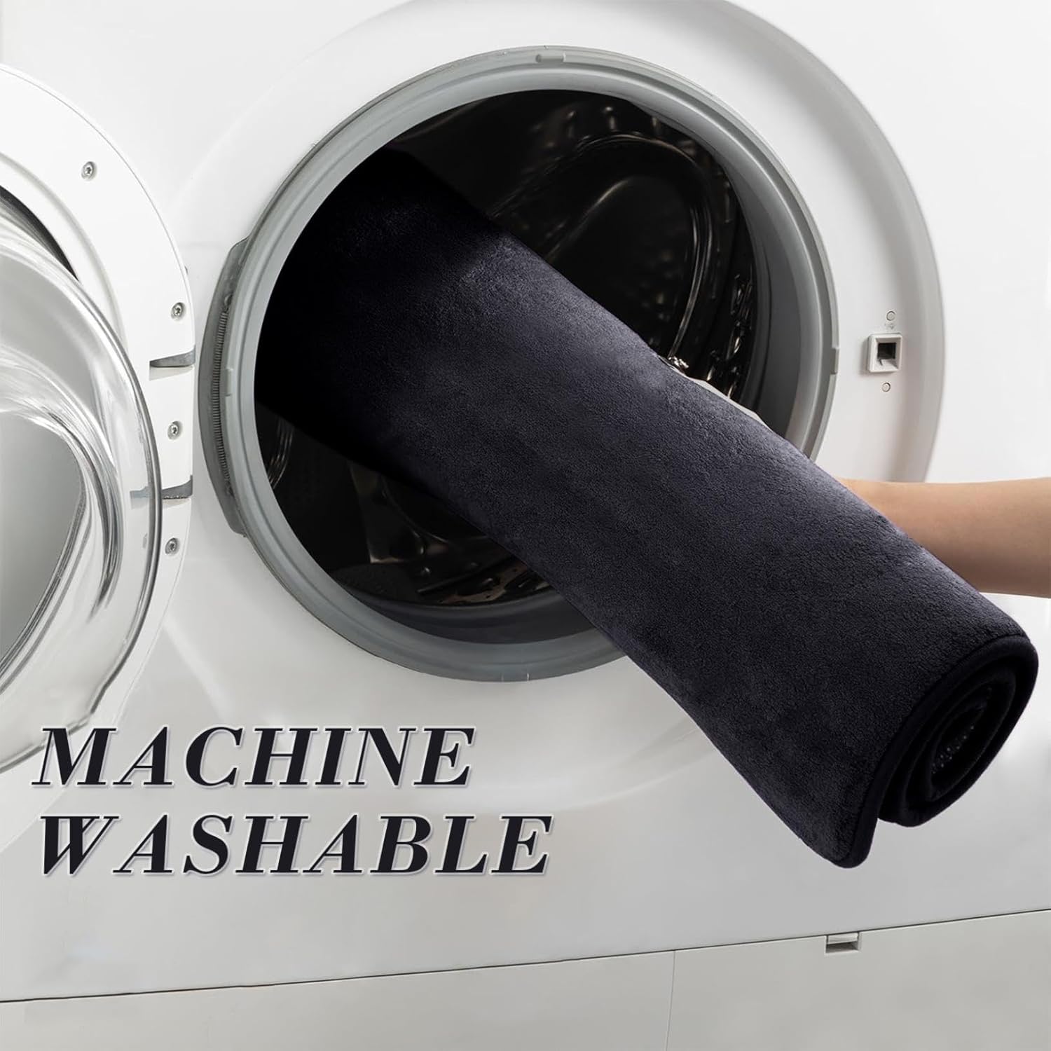 4 Piece Bathroom Rug Set, Bath Mat Set of 4 Toilet Mats, Toilet Cover Rugs Sets, Colorful Soft Microfiber Bathtub Kitchen Mat, Water Absorption Non Slip Thick Red Bathroom Rugs (Black 4pcs)