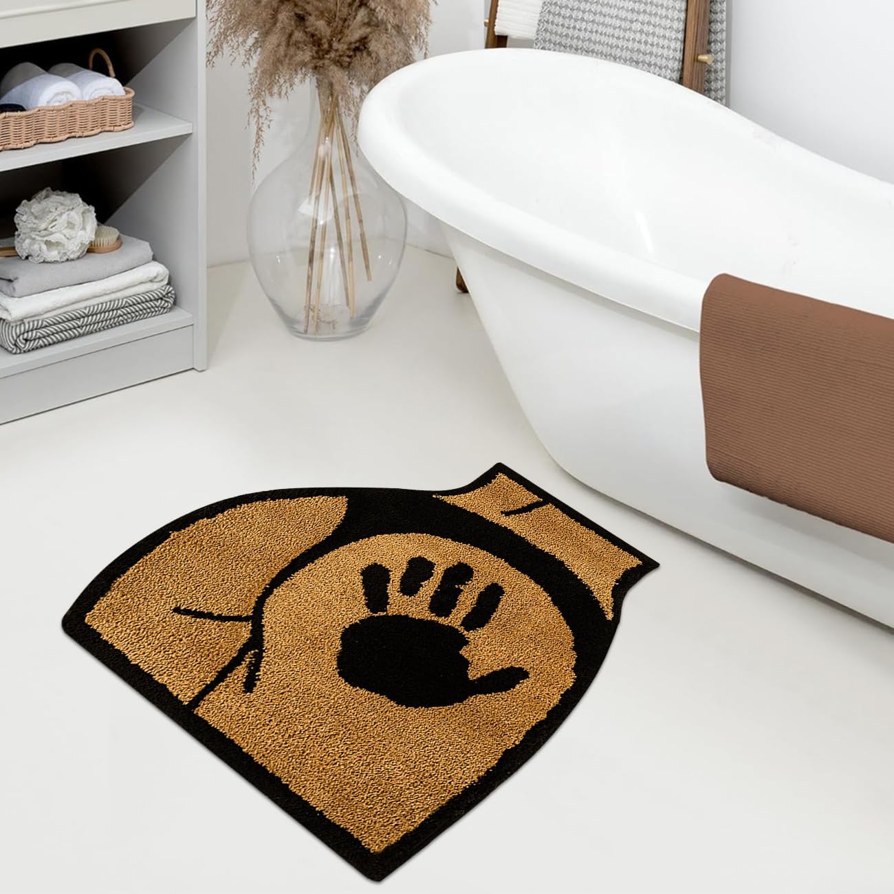 Butt Shaped Bathroom Rugs Sexy Butt Bath Mat Extra Soft Fluffy Water Absorbent Floor Mats Non-Slip Washable Shower Carpet Funny Home Decor Cartoon Rugs for Bedroom, 2.3FT (Black)
