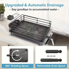 Double-layer Carbon Steel Large Dish Rack with Cutlery, Cup Holder And Drain Board, Space-saving And Durable And Rust-resistant, Suitable for Large Family Gatherings Such As Christmas, Halloween And Black Friday, The First Choice for Gifts