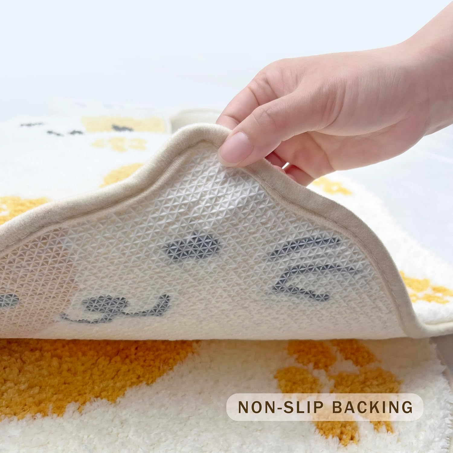 Adorable Cute Cat Bath Mat, Non Slip Egg-CAT Bathroom Rug, Absorbent Cute Palm Shaped Bathtub Rug Bathroom Plush Shower Rugs (17"X21")