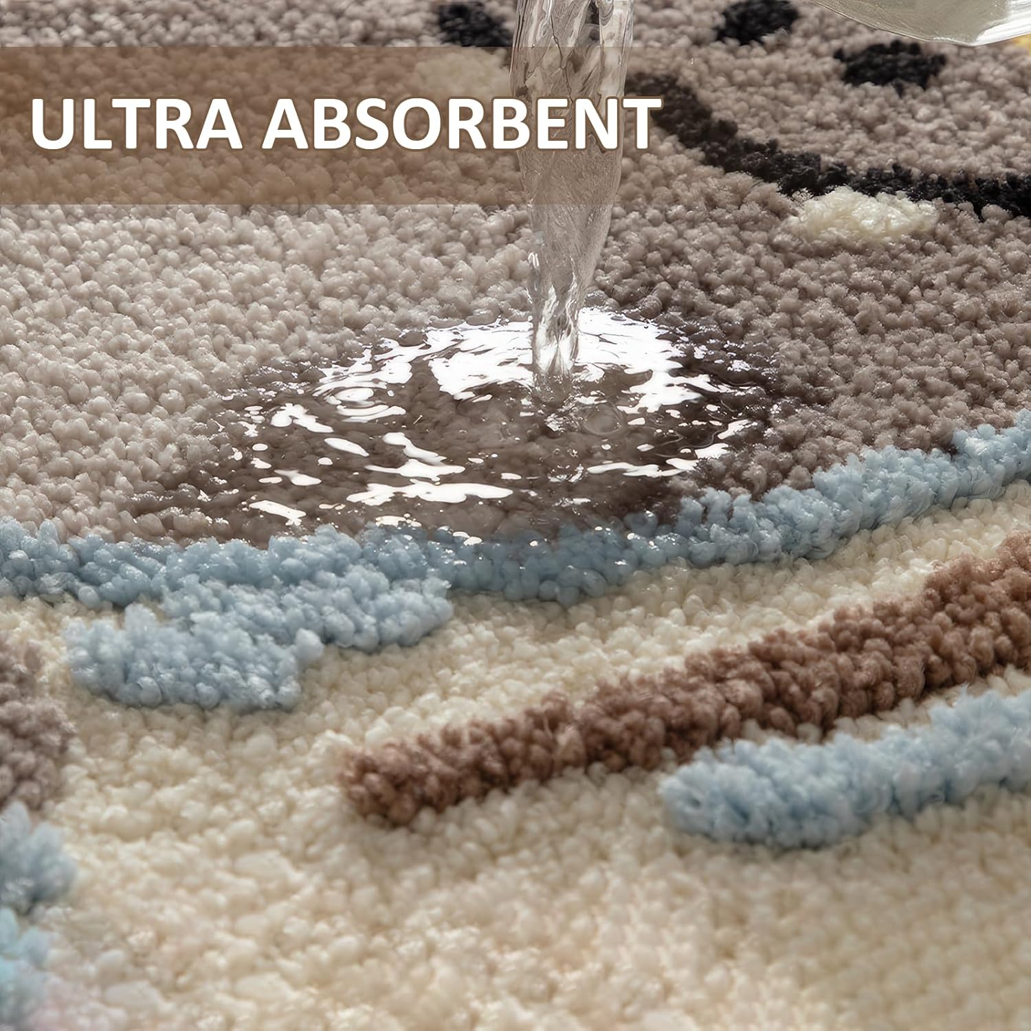 Animal Bath Mat, Cute Cartoon Hippo Floor Mat, Ultra Soft & Non-Slip Door Mat, Absorbent Microfiber Bath Rugs, Machine Washable Bath Rug Carpet for Toilet Bathtub Kitchen 20 x 31 Inch (Hippo Beige)