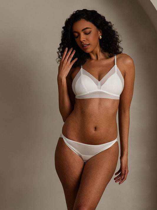 Pure Silk Spaghetti Straps Bra&Panty Set