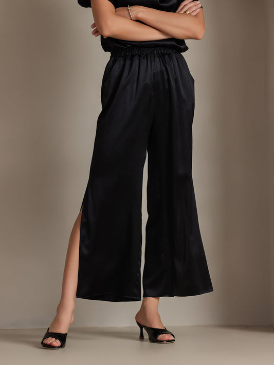 Women's 19Momme Silk Wide Leg Split Pants