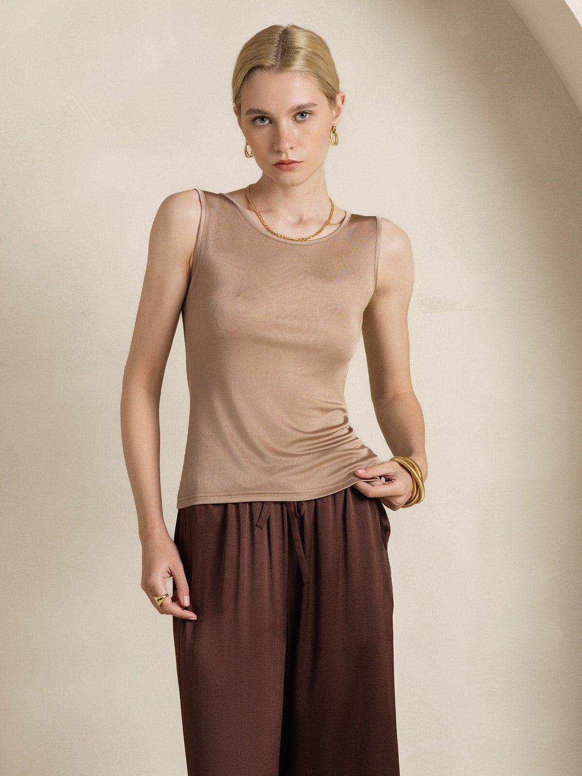 Pure Silk Lounge Sleeveless Tank Top