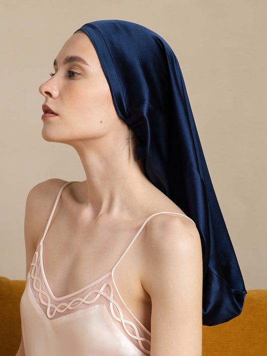 19Momme Pure Silk Elegant Long Bonnet