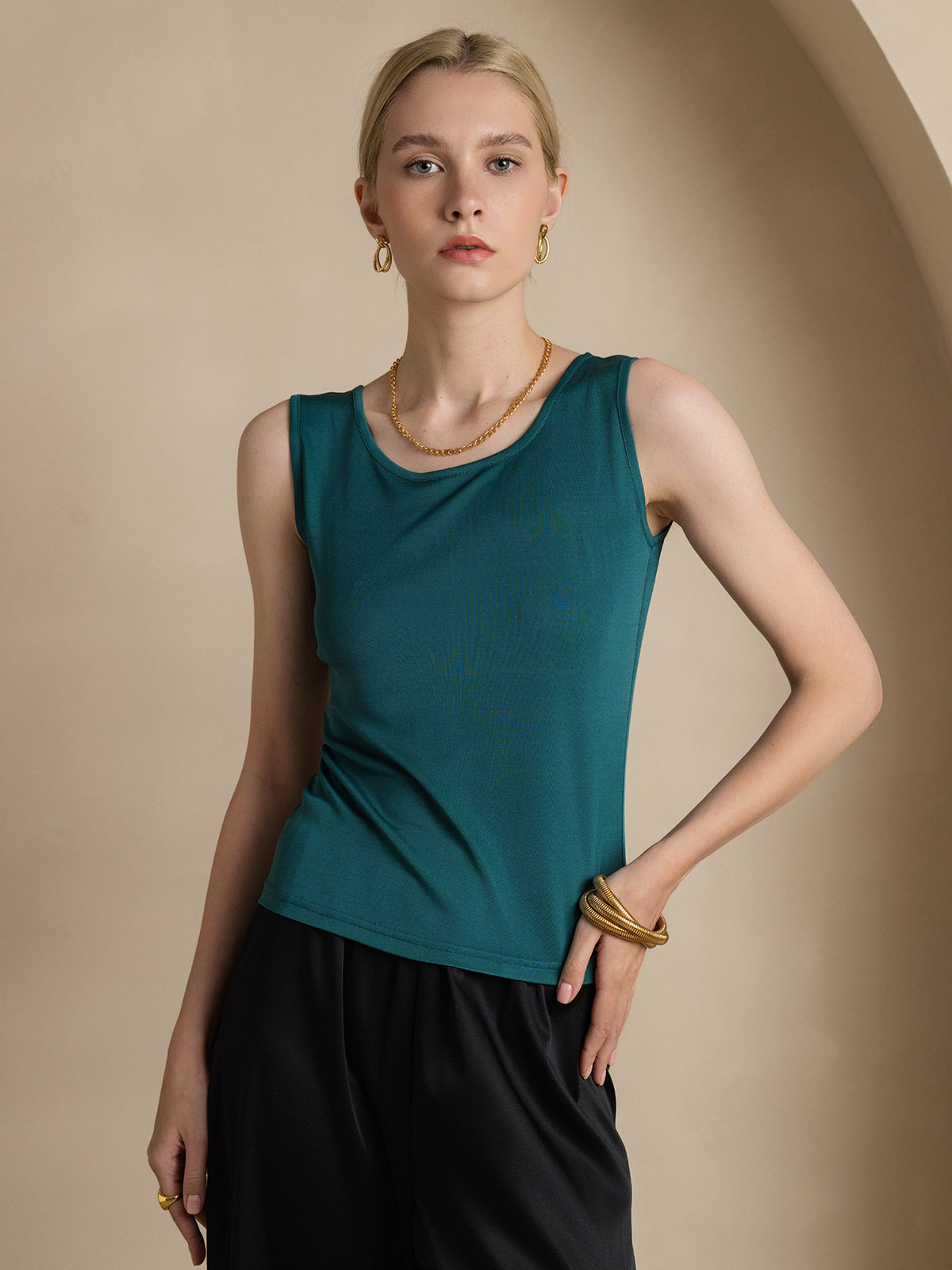 Pure Silk Lounge Sleeveless Tank Top