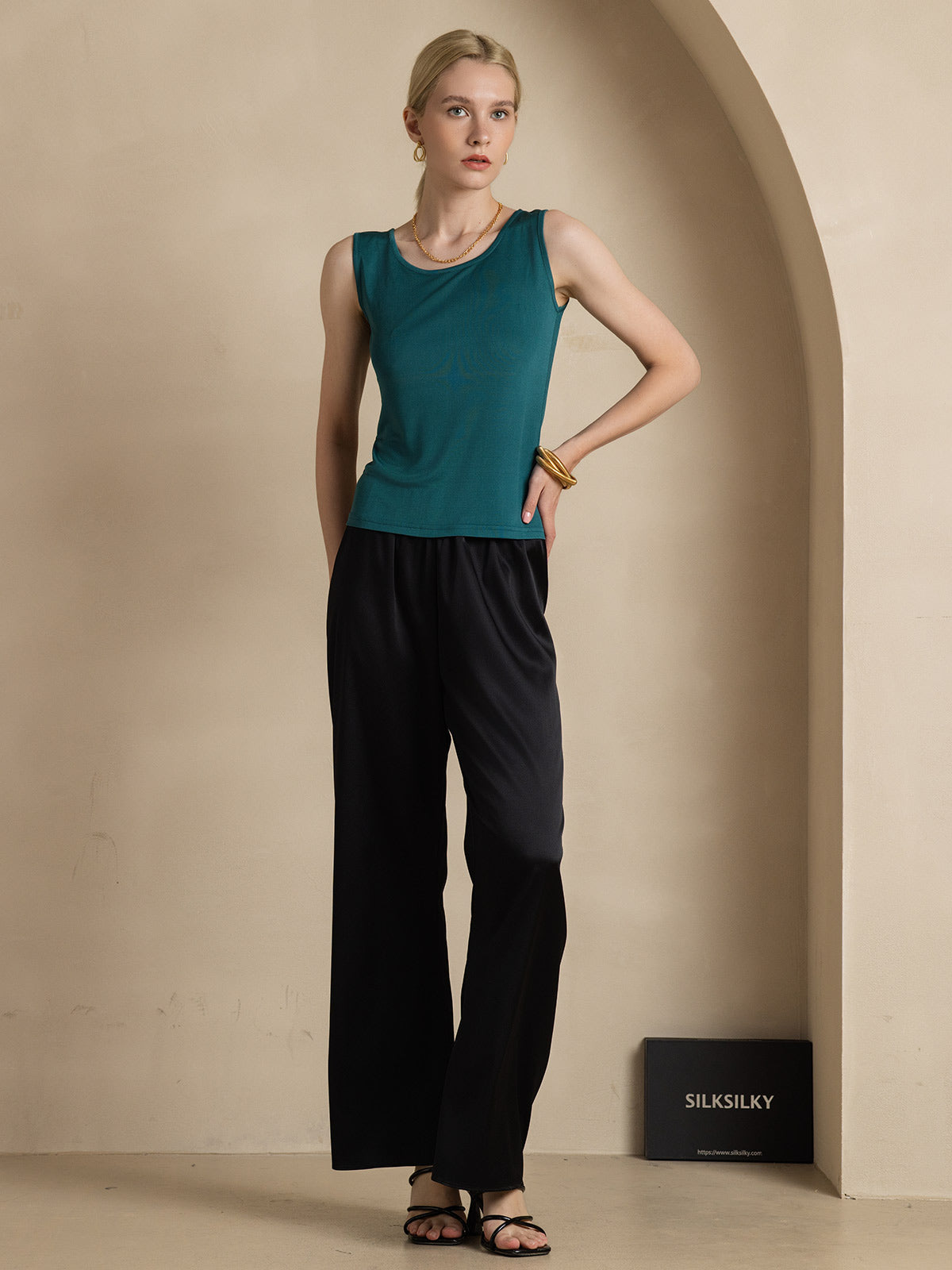 Pure Silk Lounge Sleeveless Tank Top