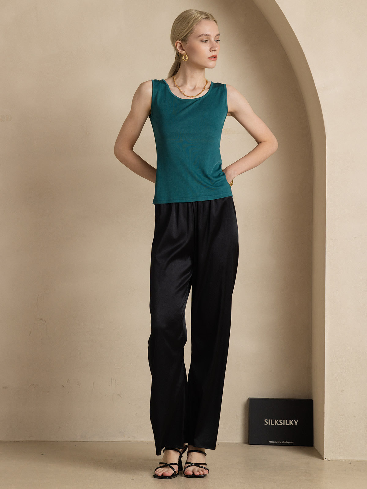 Pure Silk Lounge Sleeveless Tank Top