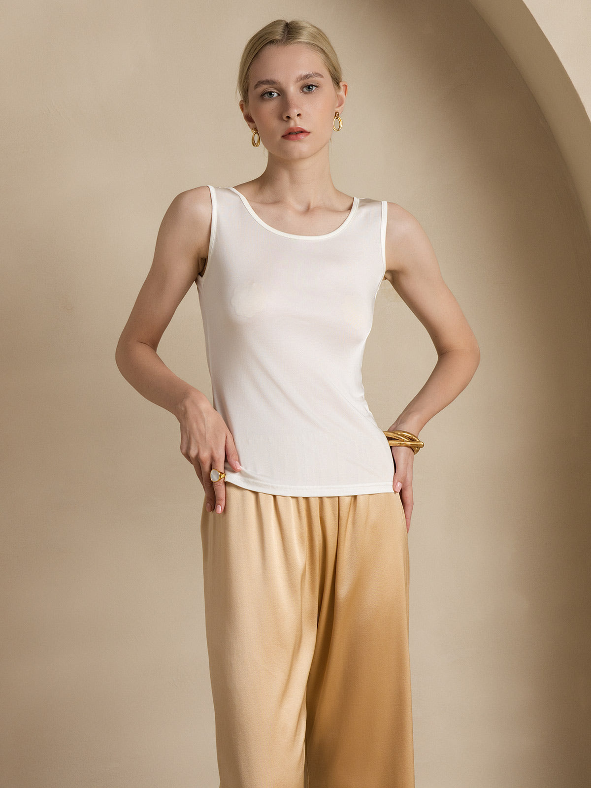 Pure Silk Lounge Sleeveless Tank Top