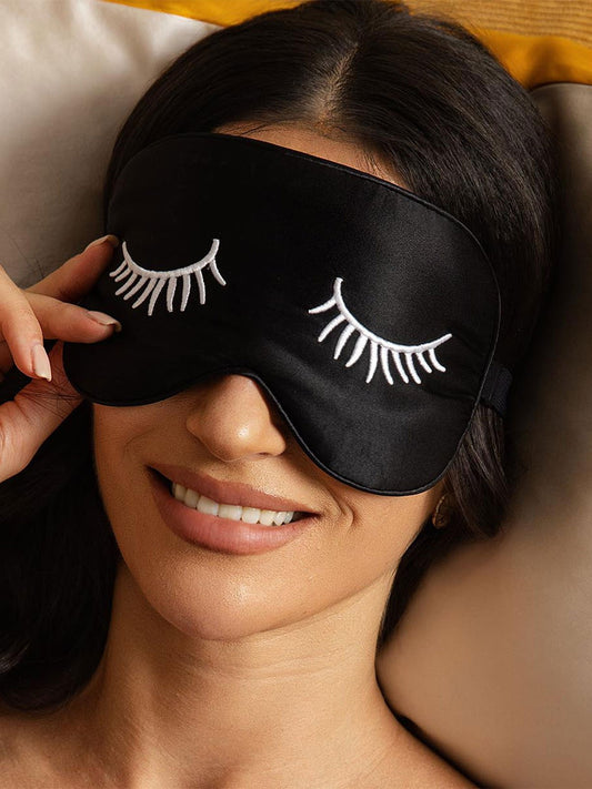 Pure Silk Eye Mask With Eyelash Embroidery